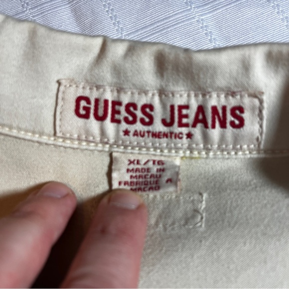 Vintage Y2K Khaki Guess Jacket Women's XL Cotton Blend Arm Pocket Retro - Picture 6 of 11